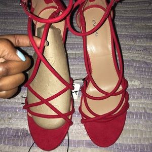 Express 3inch Red Strappy Heels